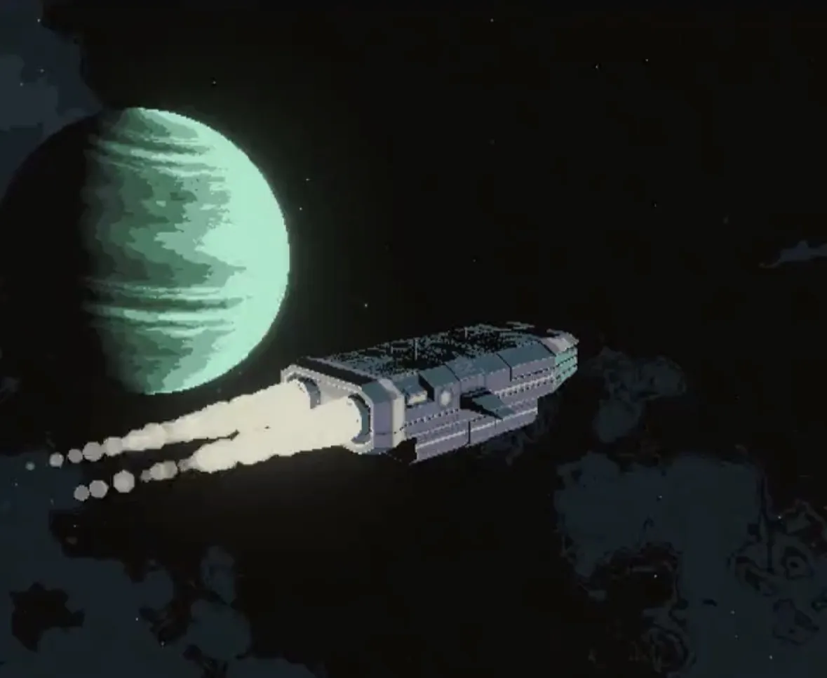 Concept art from Lunarium, a scrapped space-trading game